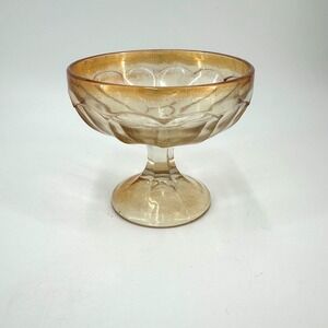 Vintage Marigold Luster Pedastal Compote Candy Dish Mid-Century Decor‎